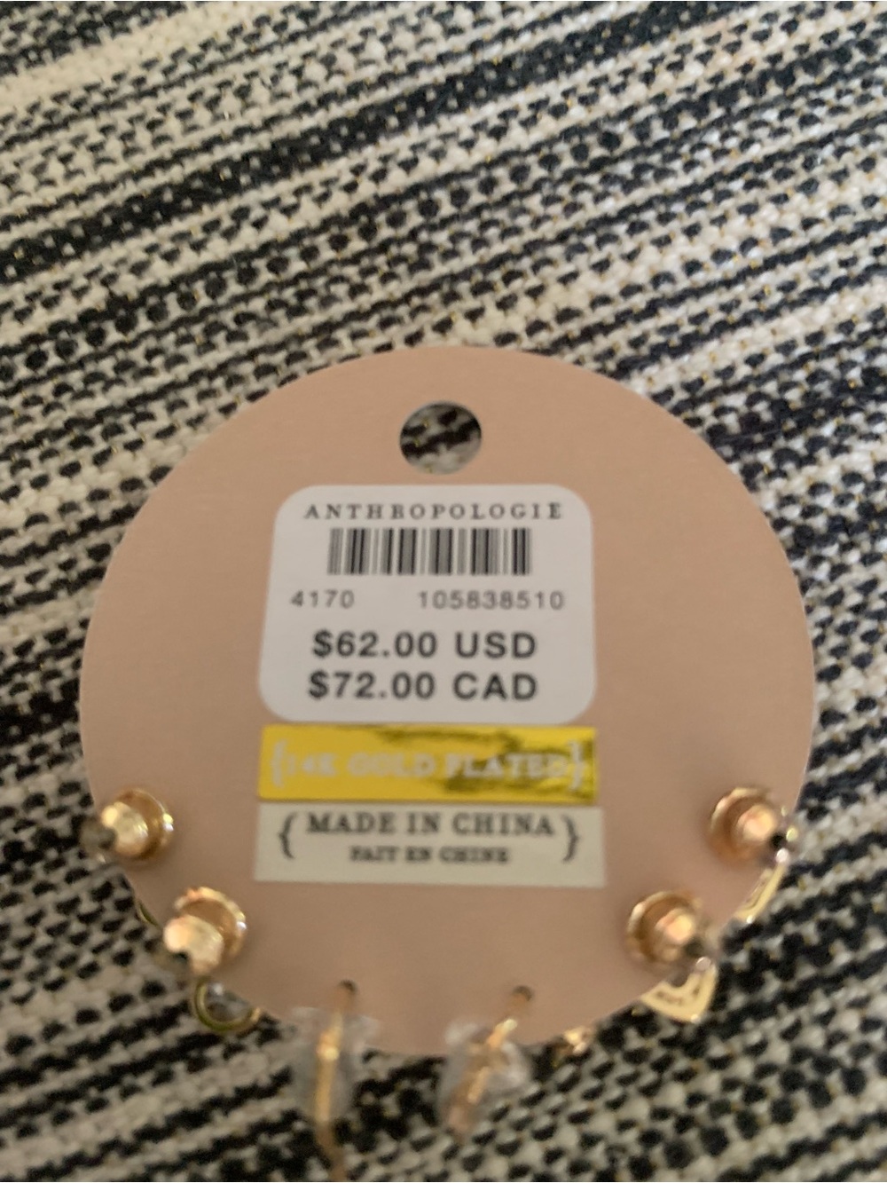 Anthropologie Large Shaped Crystal Earrings, Set of 3, New with tags - Picture 4 of 4